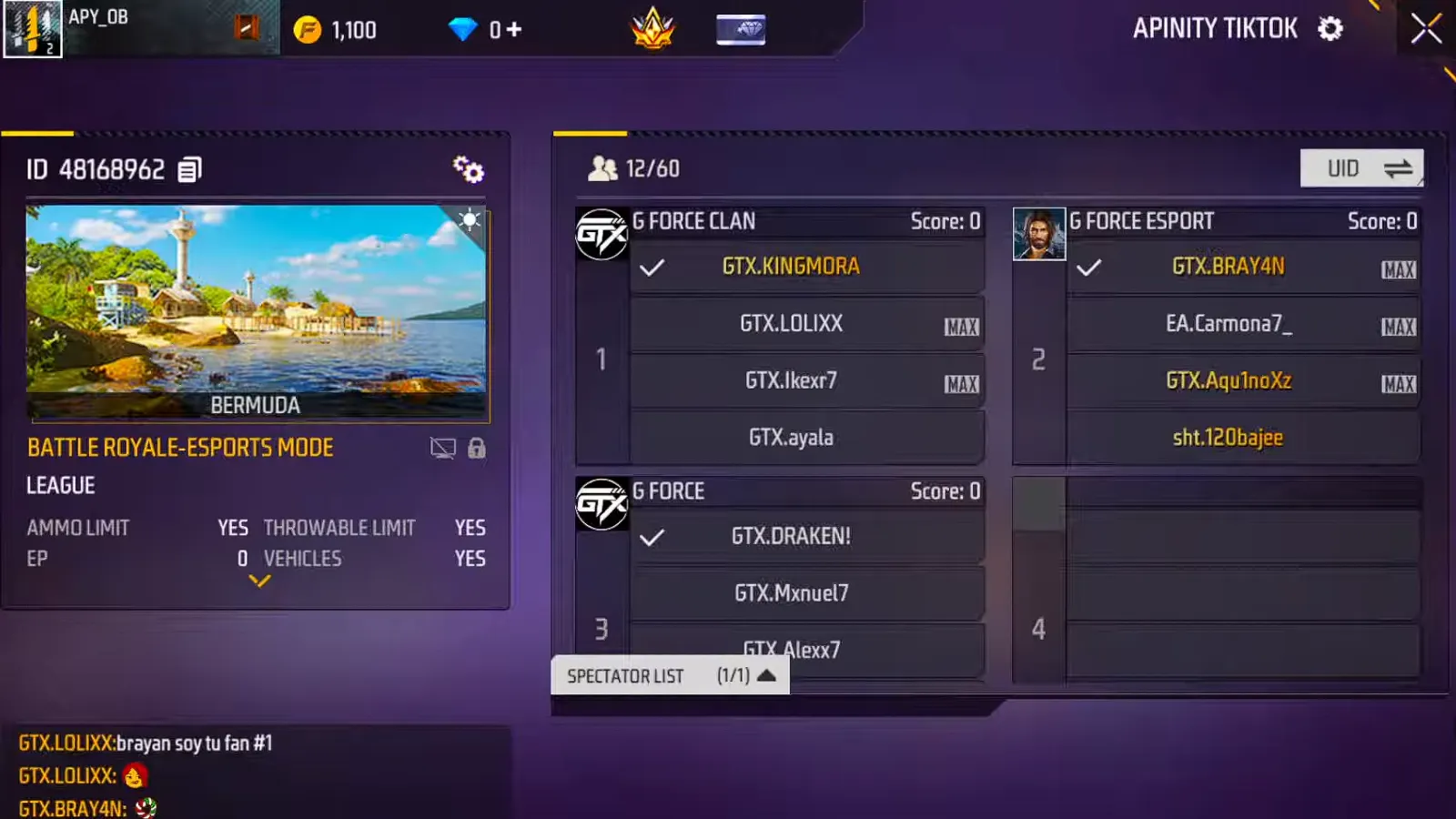 Requisitos para torneos de Free Fire con salas personalizadas