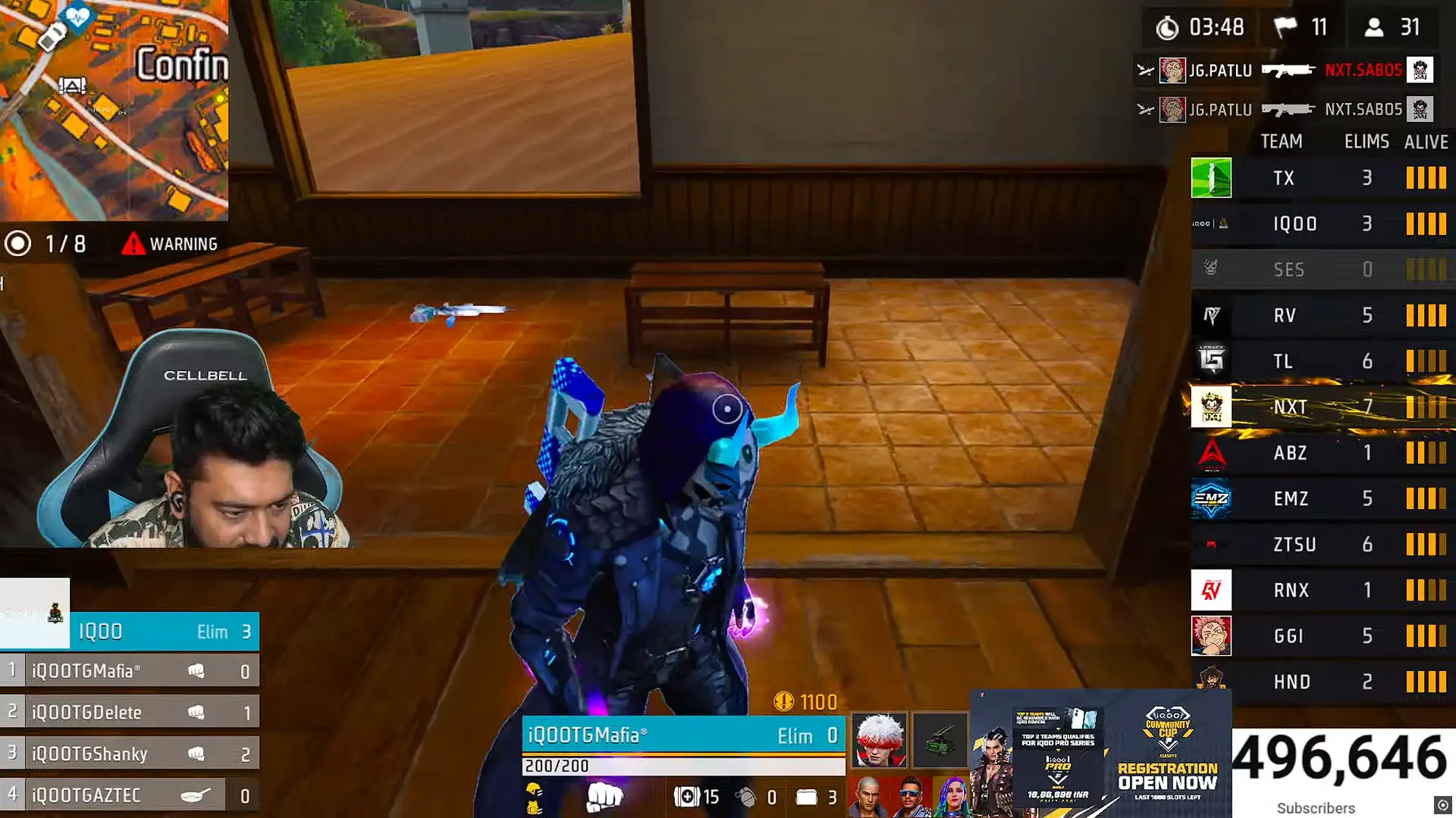 Sala personalizada de Free Fire en torneo